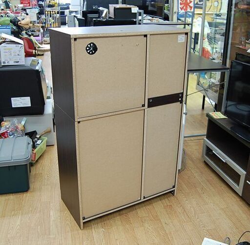 ミドルレンジボード 幅75×奥40×高119cm ダークブラウン 食器棚   札幌市 清田区 平岡