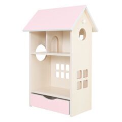 【新品:ドールハウスシェルフ　本体:ホワイト木目 屋根:ベビーピ...