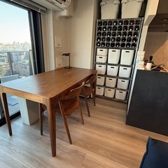 Isokon Plus Custom Walnut Dining Table by Barber & Osgerby & Maruni Hiroshima Chair Walnut (x2) Set