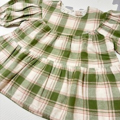 〈56〉ベビー服　petit main　チェックワンピース　80の画像