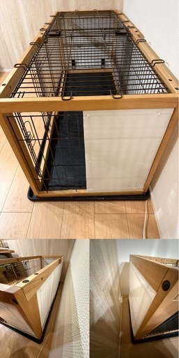 ★極美品★リッチェル★木製スライドペットサークル★別売りの屋根付き★ナイロンボード貼り付け済みでお家の壁を汚さない★