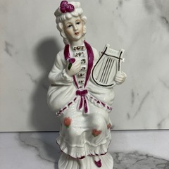 ☆値下げ☆K2412-565 陶器人形 貴婦人 ハープ 汚れあり