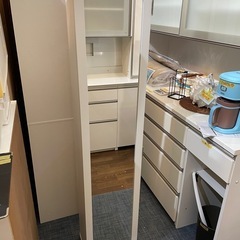 【ミラー付きシューズボックス　靴箱　ホワイト】W35xD30xH...