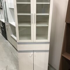 ★ジモティ割あり★食器棚  木目調/白 W(幅)60×D(奥行き...