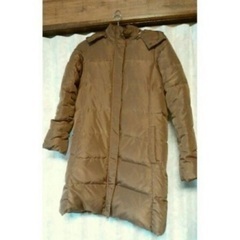 【定価9990円・クリーニング済】レディース ダウン コート フード付き Lサイズ ブラウン チョコ ロングの画像