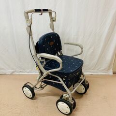 コンビウェルネス シルバーカー 紺色系 クッション付シート 歩行補助車