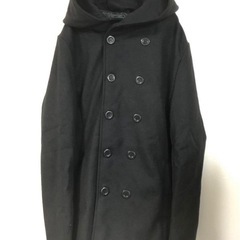 訳あり【コート】フード付 M 黒 ジャケット タイト 細身 ダブ...