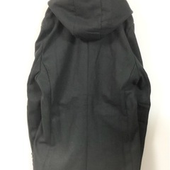 訳あり【コート】フード付 M 黒 ジャケット タイト 細身 ダブルボタン 紳士 アウター 秋冬服の画像