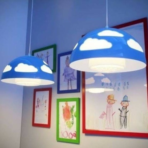 【廃盤】IKEA イケア SKOJIG スコイグ ペンダントライト 空柄 雲柄 ブルー