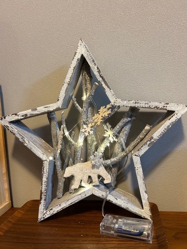 星型木製　装飾　ライト　クリスマス