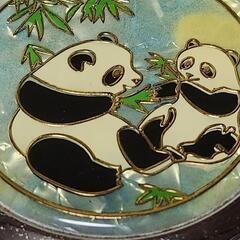 コンパクトミラー　アンティーク　貝の装飾　パンダの画像