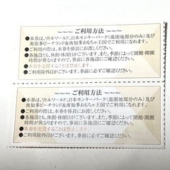 リトルワールド　日本モンキーパーク　南知多ビーチランド&南知多おもちゃ王国 株主入場招待券、2枚の画像