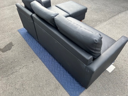 LOWYA 革製 3人掛けカウチソファ