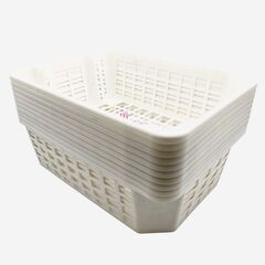 積み重ねできる収納バスケット 収納ケース ホワイト 10点まとめ売り