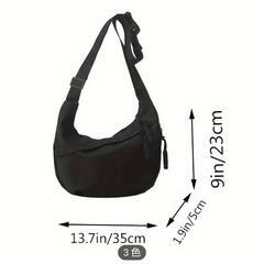 新品、未使用、白 シックなブラックナイロン女性用クロスボディフォンバッグ - 軽量、調節可能なストラップ、タッセルアクセント付きジップクロージャーの画像