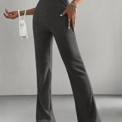 新品、未使用、グレー XL 女性のハイウエストフレアパンツ、ロン...