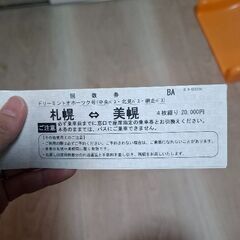 ドリーミントオホーツク号　美幌～札幌　バス　片道チケット