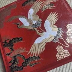 お重箱　赤　松　鶴　小物入れ　お正月の画像