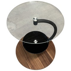 NO.2081【美品】サイドテーブル ミニテーブル ガラスラウンドテーブル キャスター付き 家具 中古の画像