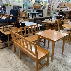 【愛品館 江戸川店】木製コーナーベンチ ダイニング3点セットの画像