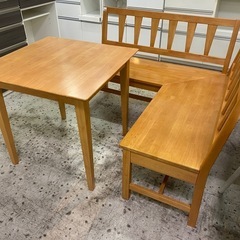 【愛品館 江戸川店】木製コーナーベンチ ダイニング3点セットの画像