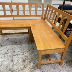 【愛品館 江戸川店】木製コーナーベンチ ダイニング3点セットの画像