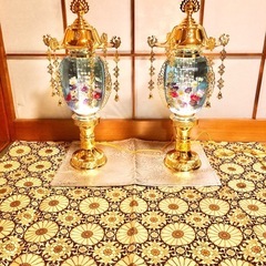 綺麗 水明灯 アジアン 和インテリア 寺家具　盆 間接照明 2つセット　☆配送応相談☆の画像