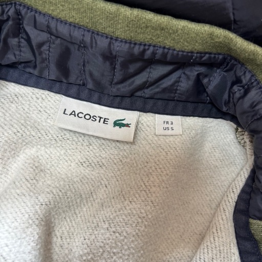 Lacoste ハーフジップ パーカー オリーブグリーン　us s