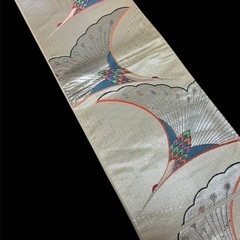 【お値下げ】鶴模様 袋帯 クリーム色の画像