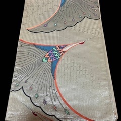 【お値下げ】鶴模様 袋帯 クリーム色の画像