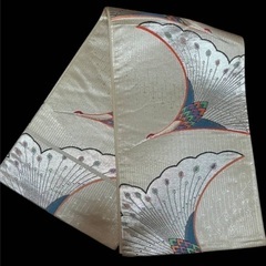 【お値下げ】鶴模様 袋帯 クリーム色