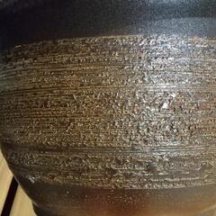 ☆美品　信楽焼 窯肌櫛目輪型 13号 大型植木鉢☆の画像