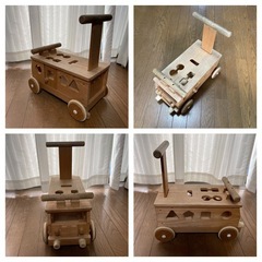 平和工業　森のパズルバス　Mocco 手押し車　木製　日本製の画像