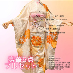 価格交渉可！ 豪華刺繍♪ アンティーク着物６点フルセット 