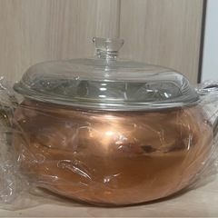 【未使用】丸山技研 銅鍋 両手鍋 ガラス蓋付き