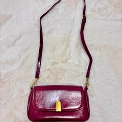 【超美品】ショルダーバッグ レザー バッグ ハンドバッグ　赤　革　ワインレッドの画像