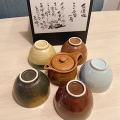 新品未使用　小どんぶり揃 （急須付）5客セットお茶碗 和食器　お茶漬け碗の画像