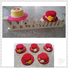 【76】WELCOME hat 2個【かわいい＊ミニ帽子（花）】