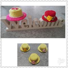 【73】WELCOME hat 2個【かわいい＊ミニ帽子（花）】