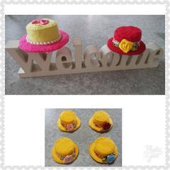 【74】WELCOME hat 2個【かわいい＊ミニ帽子（花）】
