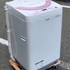 配送設置無料🚛当日配送‼️ピンク色🌸Joshinオリジナルモデル‼️🌟 穴なし槽🔹SHARP 洗濯機🏅ステンレス槽 🔰 大阪　京都　兵庫　奈良　和歌山　滋賀🔴の画像