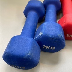 値下げしまーす！ダンベル　２ｋｇ　ブルー２個　レッド２個のセットの画像