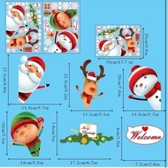 新品⭐️くり返し使える❣️ クリスマス 静電気ステッカー シール サンタクロース 雪だるまの画像
