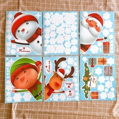 新品⭐️くり返し使える❣️ クリスマス 静電気ステッカー シール サンタクロース 雪だるまの画像