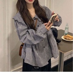 SHEIN ブラウス ギンガムチェック M