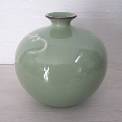 九谷 涛山 在銘 花瓶 高さ約18㎝ 花柄 壺 陶器 インテリア【中古】JO12057HORの画像