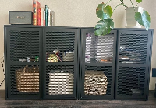 IVARキャビネット（ブラックメッシュ、80x83 cm）2台セット販売
