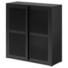 IVARキャビネット（ブラックメッシュ、80x83 cm）2台セ...