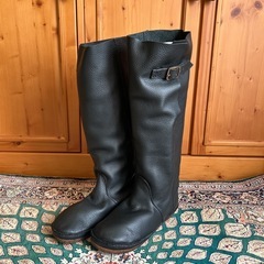 新品　KOOS 本革ロングブーツ　37 箱付　チャコール　ナチュラル