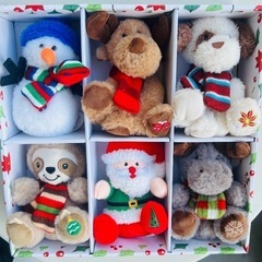 可愛らしいぬいぐるみのオーナメントセットです。クリスマスプレゼント